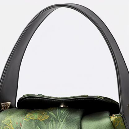 Intangible Heritage Xiangyunsha Printed Green Cuiwei Mulberry Silk New Chinese Style Handbag Crossbody Bag for Women