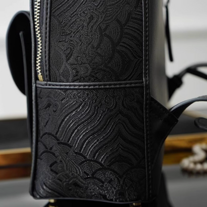 Seawater River Cliff Pattern Backpack Intangible Cultural Heritage Yunjin Zipper New Chinese Style Women's National Style Casual Bag