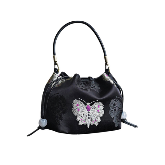 Songjin black retro hand-held crossbody mobile phone bucket bag