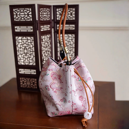 Songjin Rose Red Retro Hand-held Crossbody Mobile Phone Bucket Bag