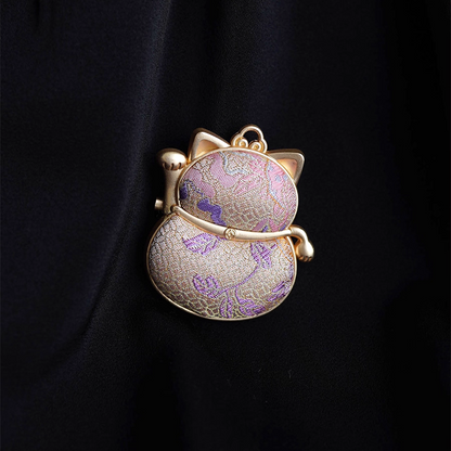 Song Brocade Silk Lucky Cat Brooch