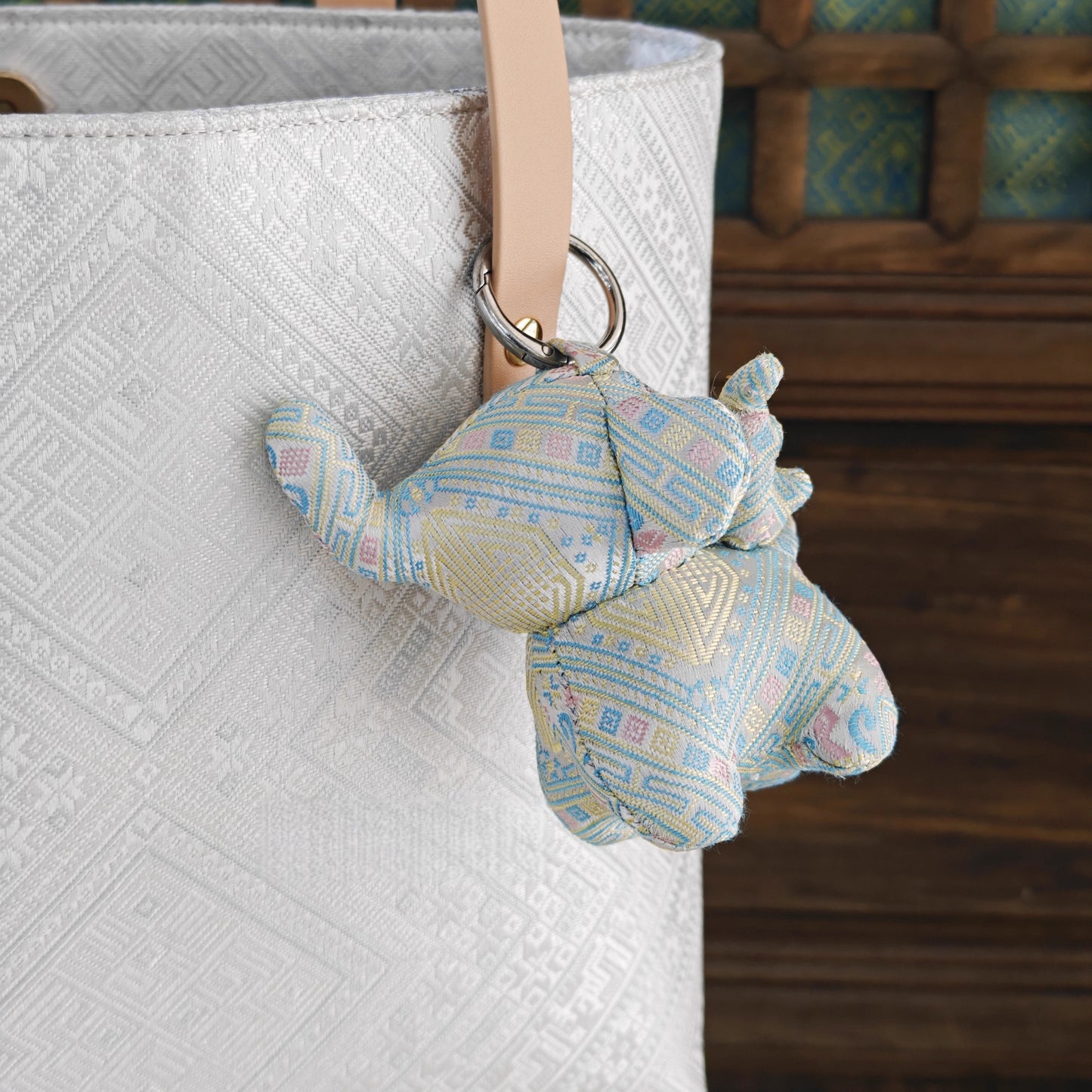 Guangxi intangible cultural heritage Zhuang brocade Dumbo handmade fabric characteristic Chinese style cartoon pendant