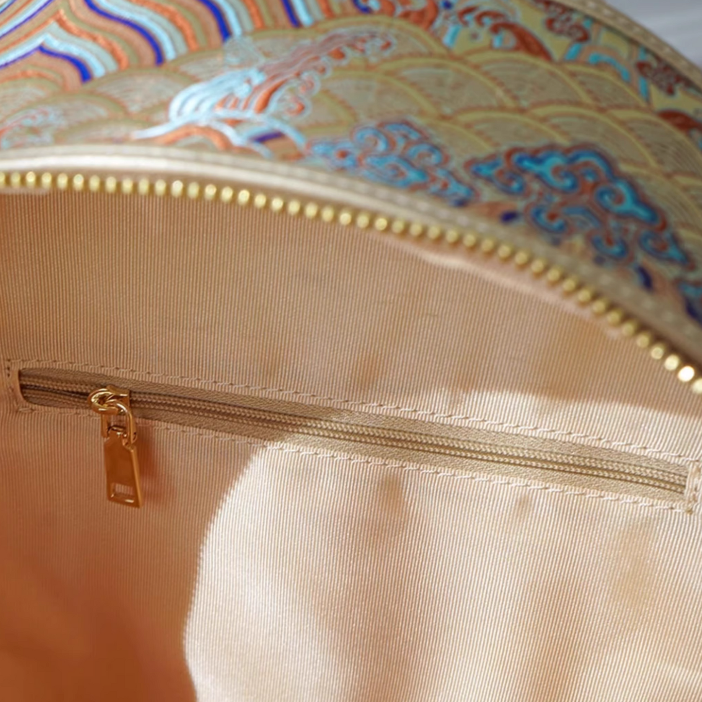 Seawater River Cliff Pattern Backpack Intangible Cultural Heritage Yunjin Zipper New Chinese Style Women's National Style Casual Bag