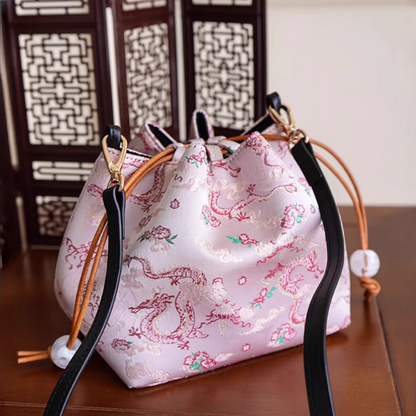 Songjin Rose Red Retro Hand-held Crossbody Mobile Phone Bucket Bag