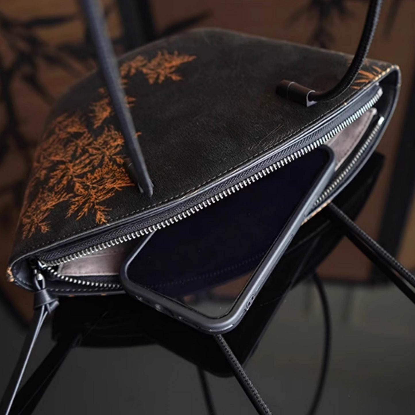 No Fengyue fan-shaped bag long shoulder strap fan-shaped new Chinese style ancient style zipper shoulder bag handbag