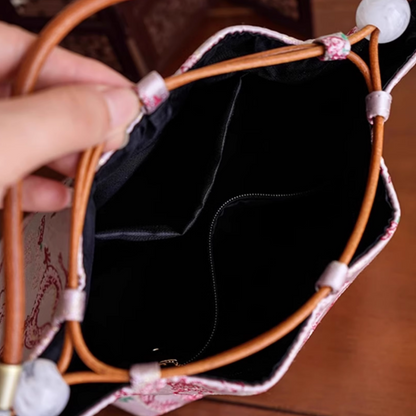 Songjin Rose Red Retro Hand-held Crossbody Mobile Phone Bucket Bag