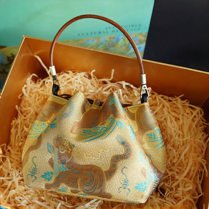 Songjin yellow retro hand-held crossbody mobile phone bucket bag