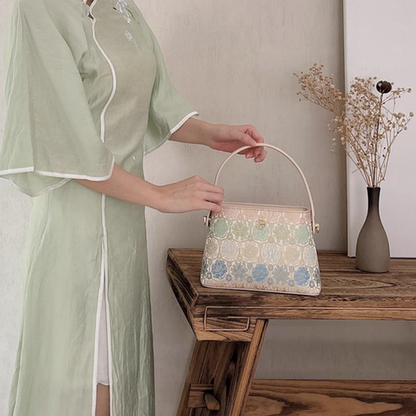 Intangible cultural heritage Song Dynasty brocade pattern brocade turtleback pattern new Chinese style crossbody handbag bucket bag for women