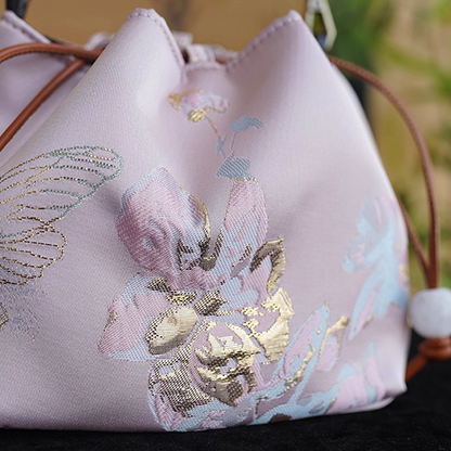 Songjin light pink retro hand-held crossbody mobile phone bucket bag