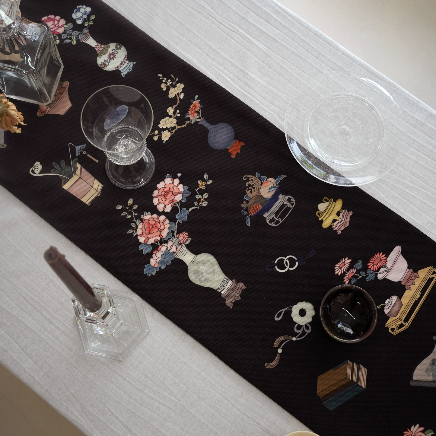 Medieval style new Chinese style Bogutu traditional pattern dining table runner