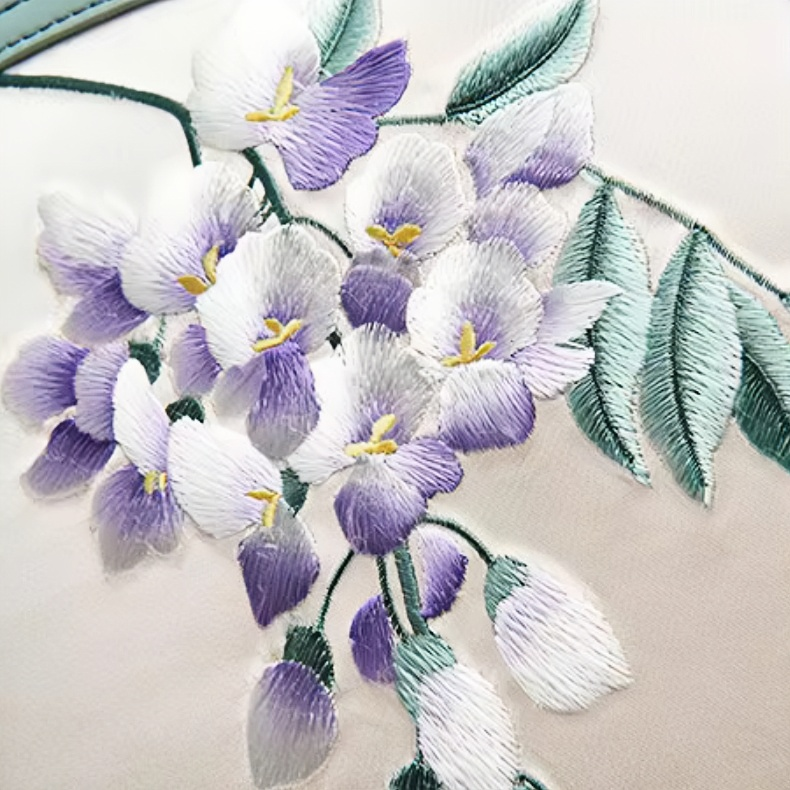 Intangible cultural heritage handmade Suzhou embroidery wisteria new Chinese style crossbody handbag large capacity cheongsam bag for women