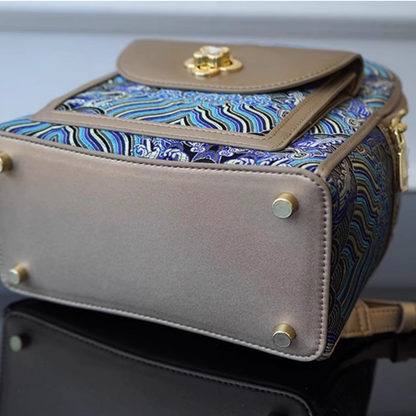 Seawater River Cliff Pattern Backpack Intangible Cultural Heritage Yunjin Zipper New Chinese Style Women's National Style Casual Bag