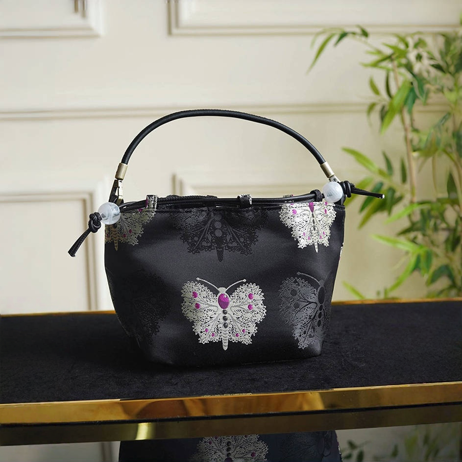 Songjin black retro hand-held crossbody mobile phone bucket bag