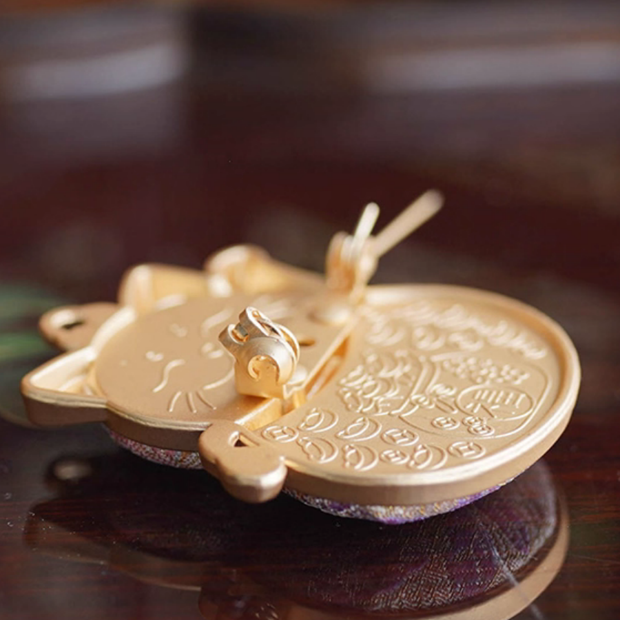 Song Brocade Silk Lucky Cat Brooch
