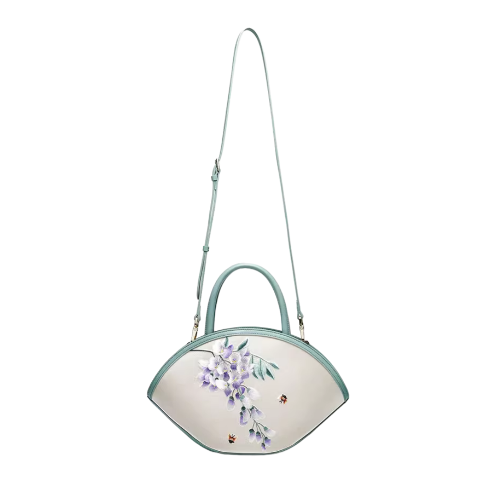 Intangible cultural heritage handmade Suzhou embroidery wisteria new Chinese style crossbody handbag large capacity cheongsam bag for women