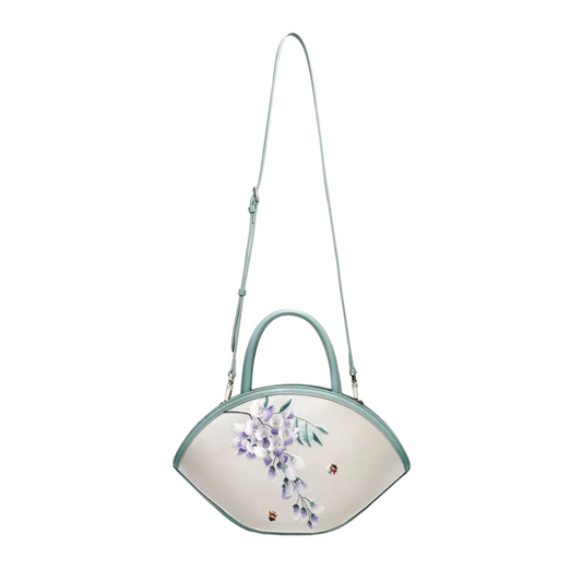 Intangible cultural heritage handmade Suzhou embroidery wisteria new Chinese style crossbody handbag large capacity cheongsam bag for women