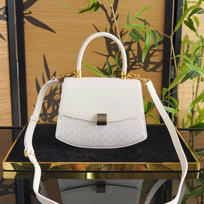 Intangible Cultural Heritage Song Brocade White Dingsheng Pattern Handbag