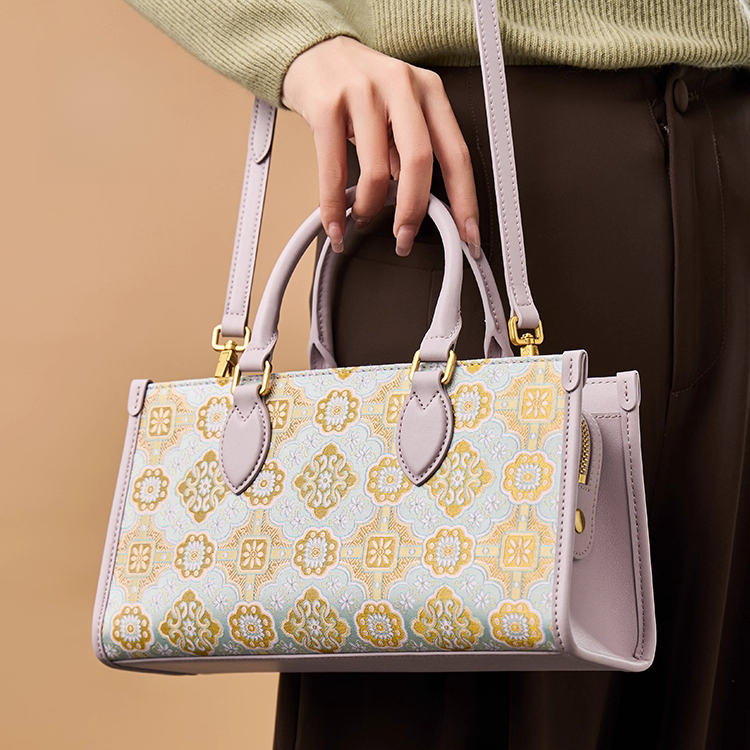 Intangible Cultural Heritage Gold Weaving Song Brocade Handbag Lanjin Sihe Ruyi Pattern Bag New Chinese Style Shoulder Bag for Women