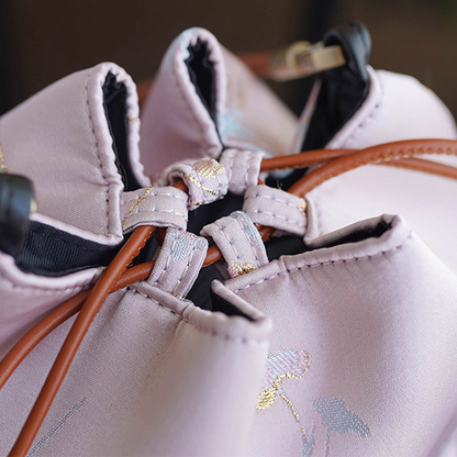 Songjin light pink retro hand-held crossbody mobile phone bucket bag