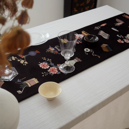 Medieval style new Chinese style Bogutu traditional pattern dining table runner