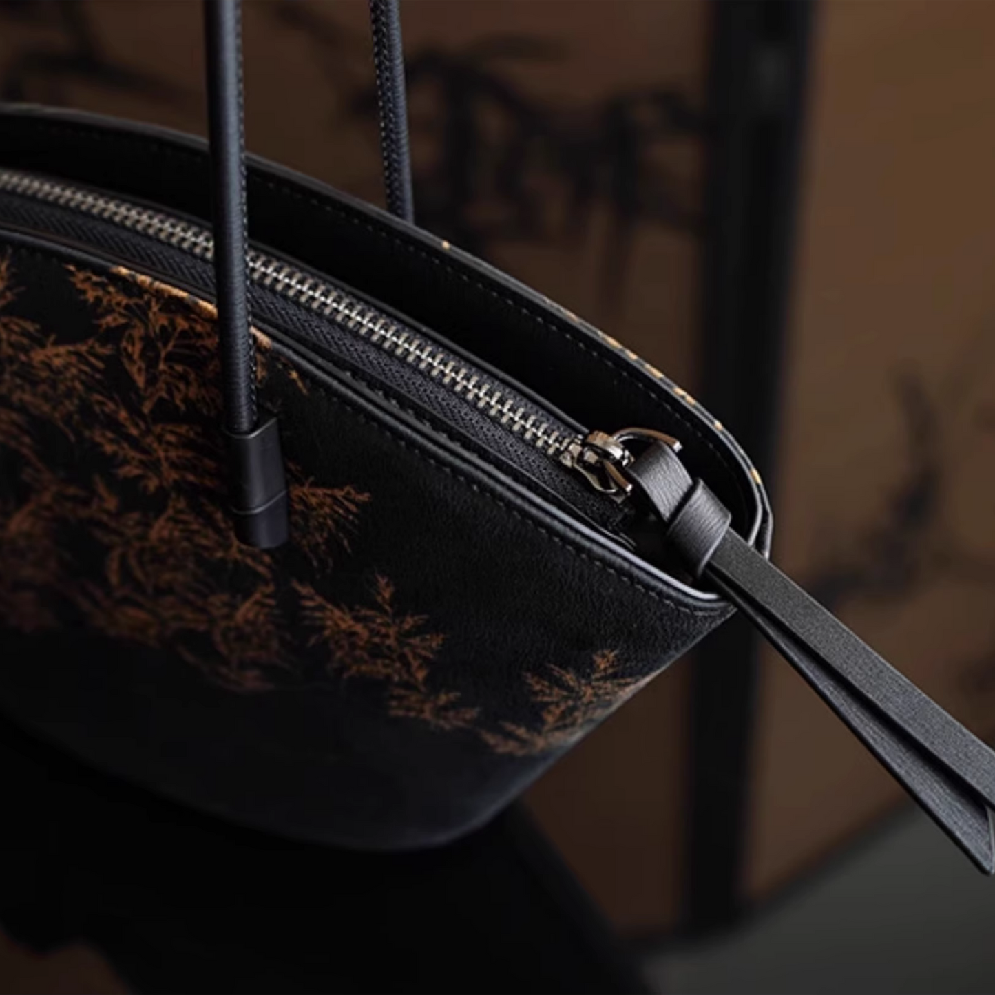 No Fengyue fan-shaped bag long shoulder strap fan-shaped new Chinese style ancient style zipper shoulder bag handbag