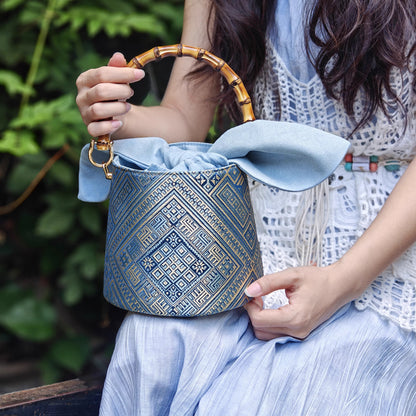 Guangxi Zhuang Brocade Bamboo Bunny Ear Bucket Bag Cute Handbag Crossbody Bag
