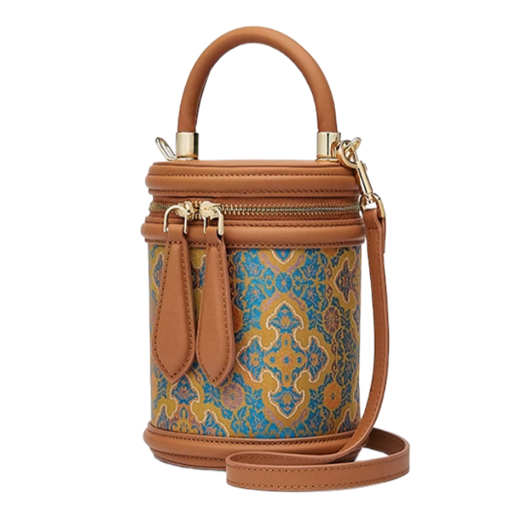 Songjin Sihe Ruyi New Chinese Style Brown Handheld Crossbody Bucket Bag