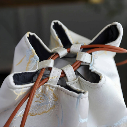 Songjin white retro hand-held crossbody mobile phone bucket bag