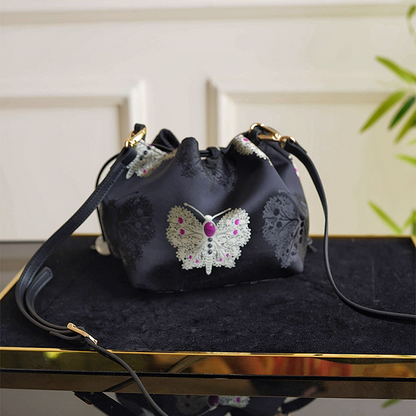 Songjin black retro hand-held crossbody mobile phone bucket bag