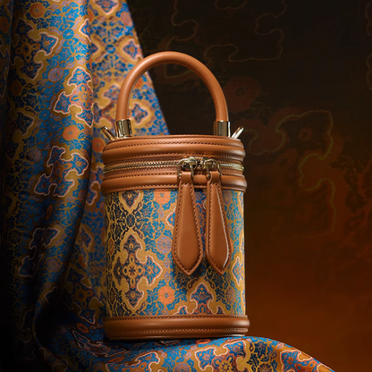 Songjin Sihe Ruyi New Chinese Style Brown Handheld Crossbody Bucket Bag