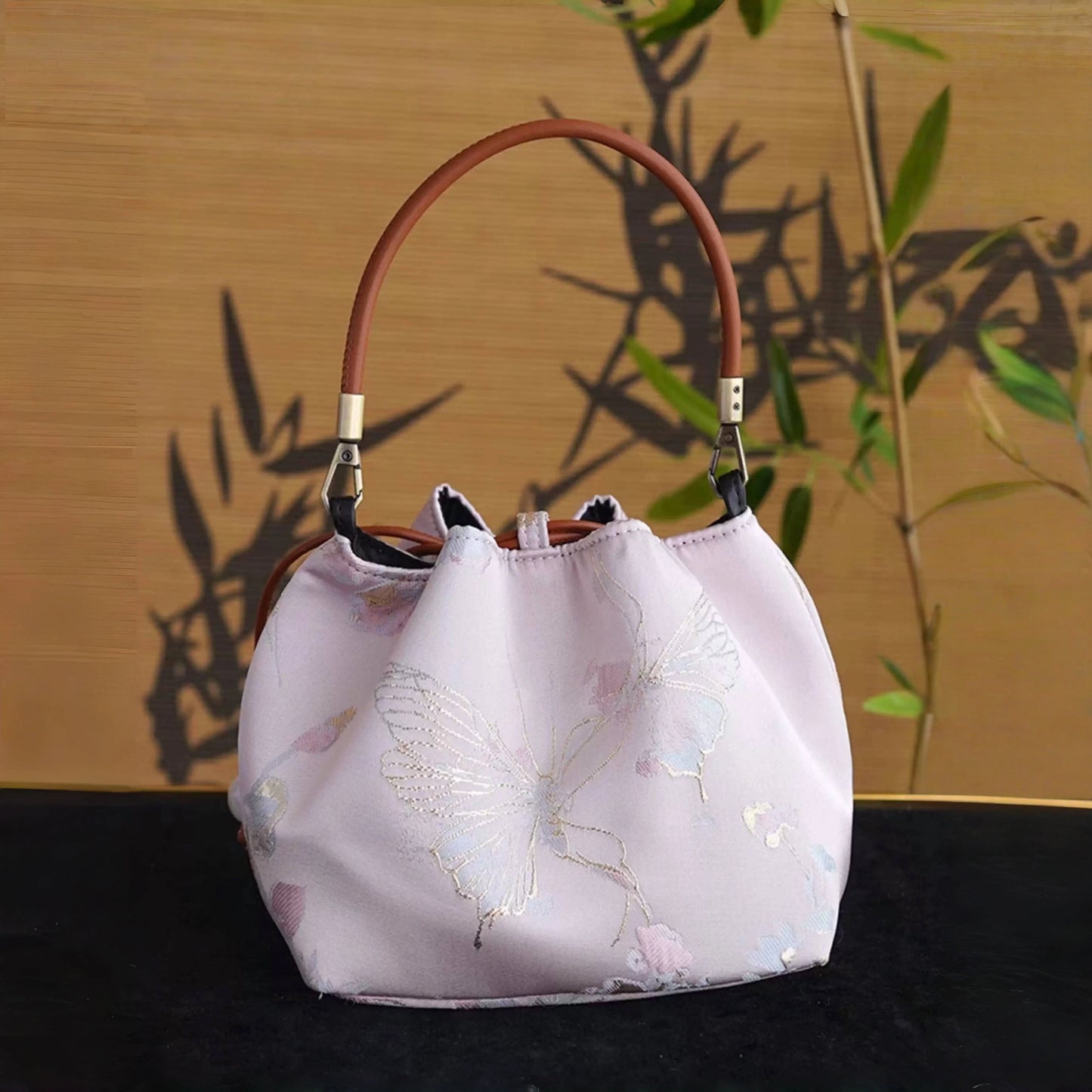 Songjin light pink retro hand-held crossbody mobile phone bucket bag