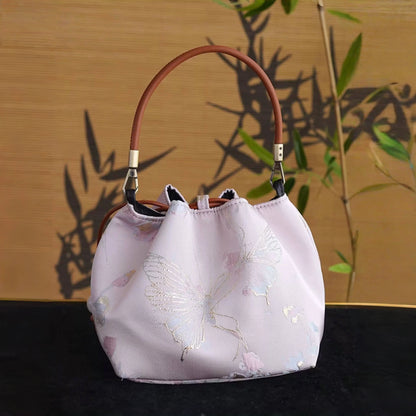 Songjin light pink retro hand-held crossbody mobile phone bucket bag
