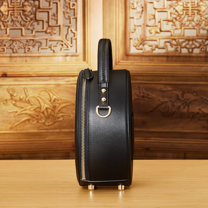 Handmade Suzhou embroidery ink fragrance lotus shadow new Chinese style one-shoulder crossbody handbag small round bag for women