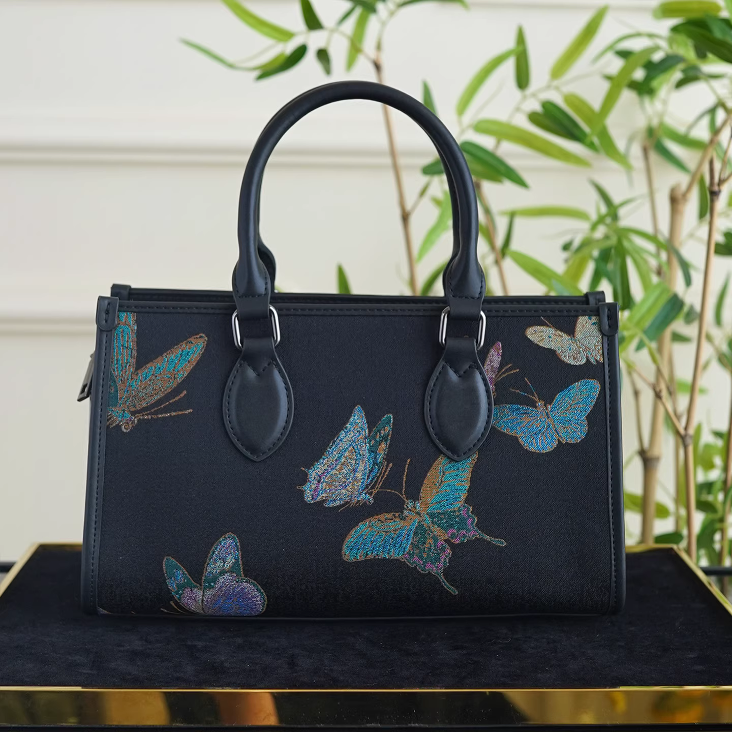 Intangible Cultural Heritage Song Brocade Linglian Playing Butterfly Silk New Chinese Style All-match Single Shoulder Crossbody Handbag Cowhide Light Luxury Bag
