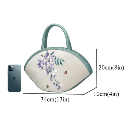 Intangible cultural heritage handmade Suzhou embroidery wisteria new Chinese style crossbody handbag large capacity cheongsam bag for women