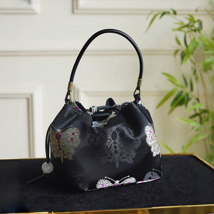 Songjin black retro hand-held crossbody mobile phone bucket bag