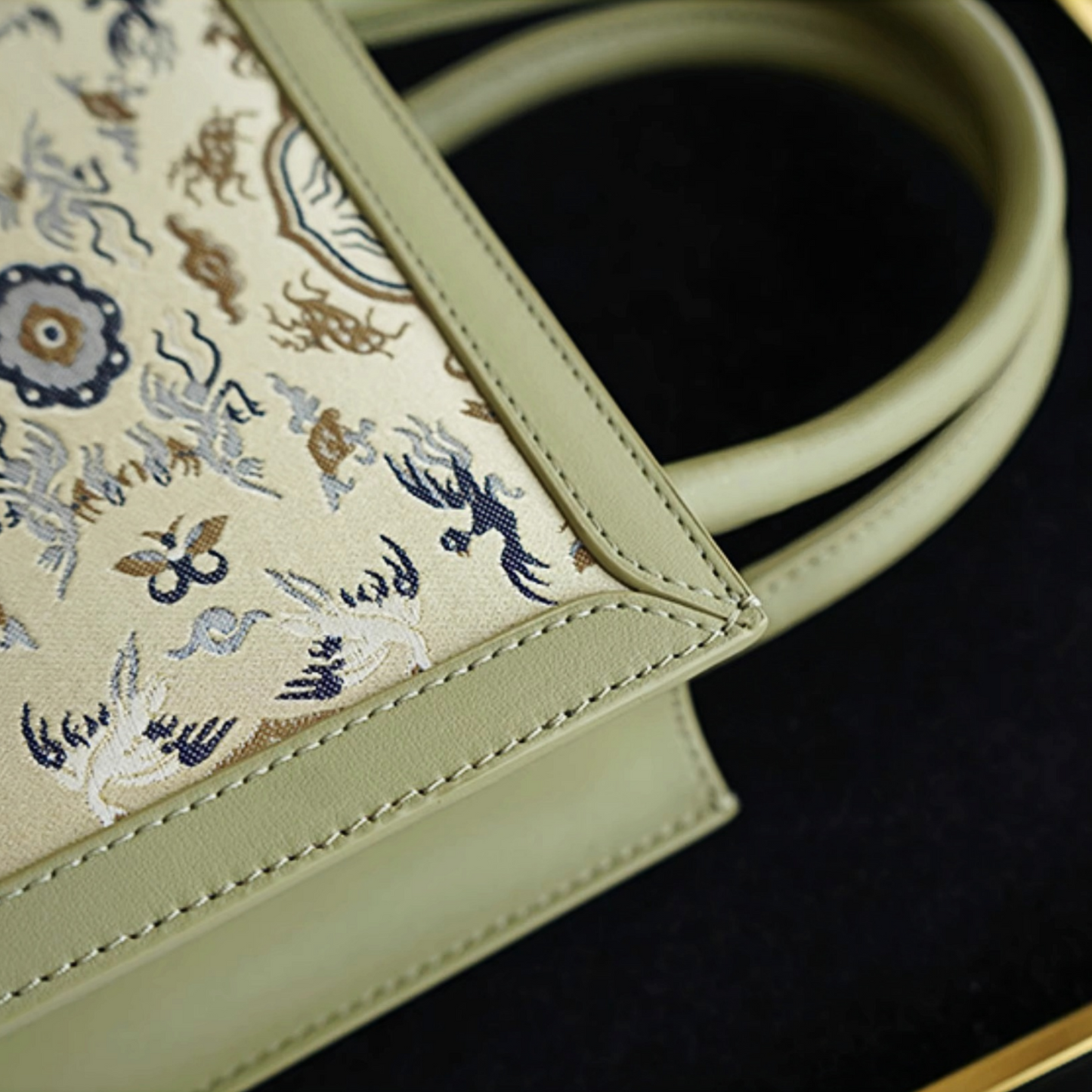 Crane and Deer Spring Intangible Cultural Heritage Song Brocade Women's Silk Handbag