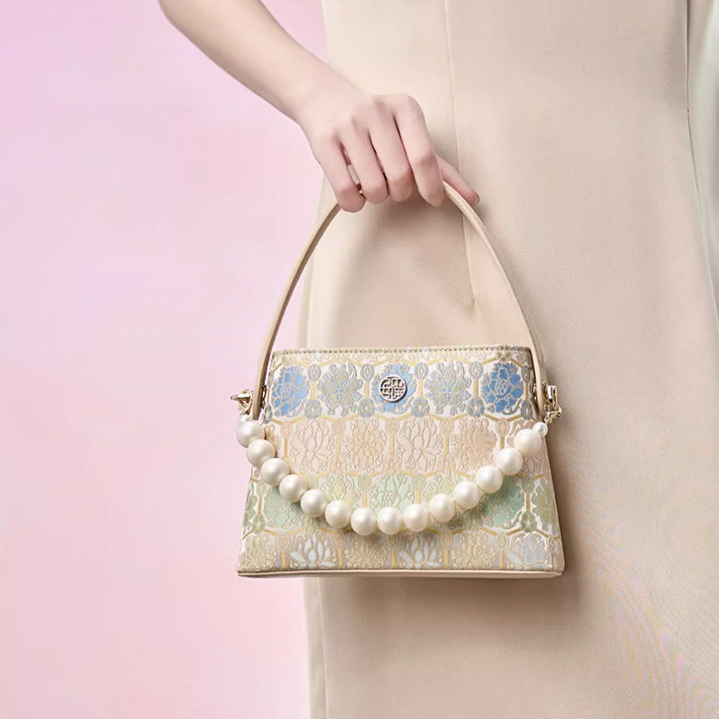 Intangible cultural heritage Song Dynasty brocade pattern brocade turtleback pattern new Chinese style crossbody handbag bucket bag for women