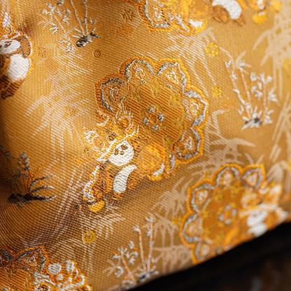 Panda lion dance heavy Song brocade intangible cultural heritage silk bamboo bag handbag Chinese style gold niche shoulder handbag