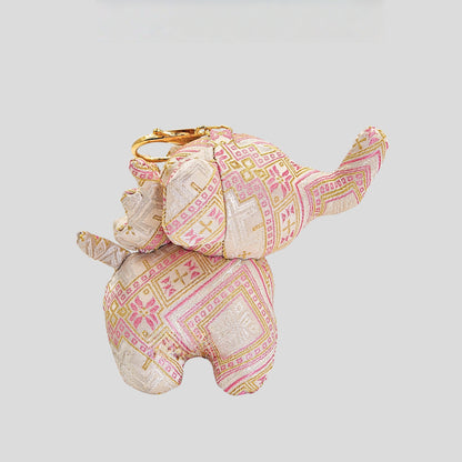 Guangxi intangible cultural heritage Zhuang brocade Dumbo handmade fabric characteristic Chinese style cartoon pendant
