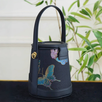 Intangible Cultural Heritage Song Brocade Linglian Playing Butterfly Bucket Bag Silk Single Shoulder Handbag