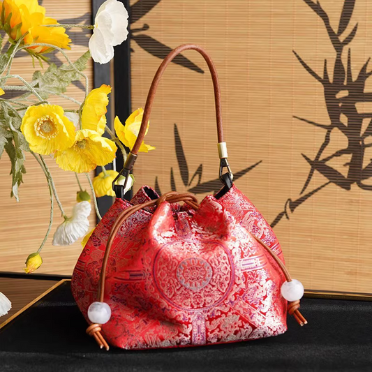 Songjin red retro hand-held crossbody mobile phone bucket bag