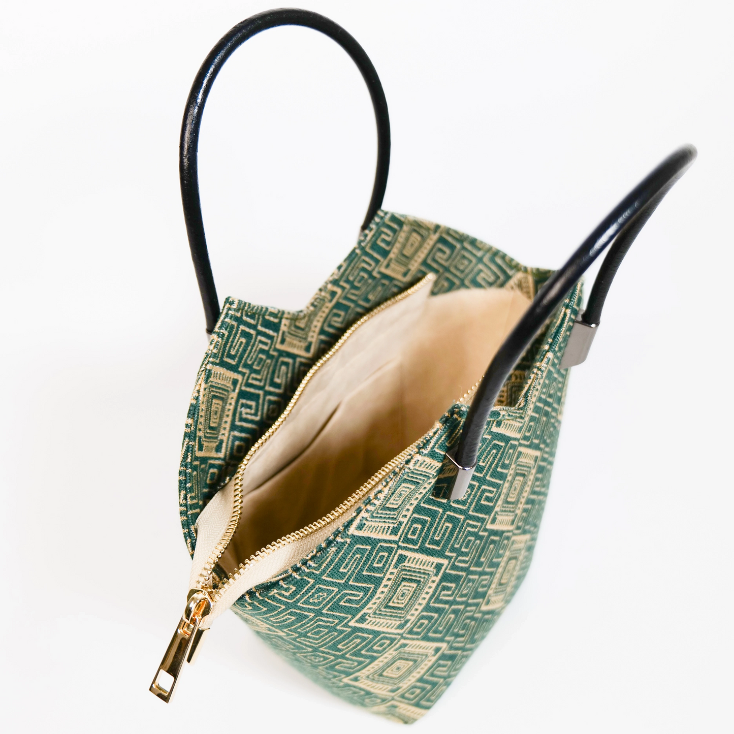 Zhuang Brocade Pattern Green Double Swallow Butterfly Handbag