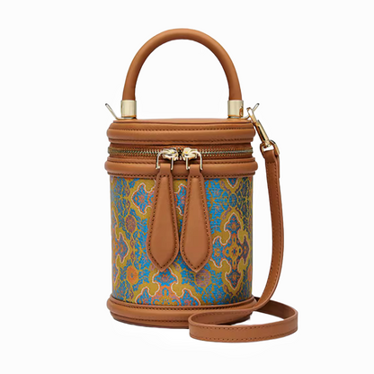 Songjin Sihe Ruyi New Chinese Style Brown Handheld Crossbody Bucket Bag