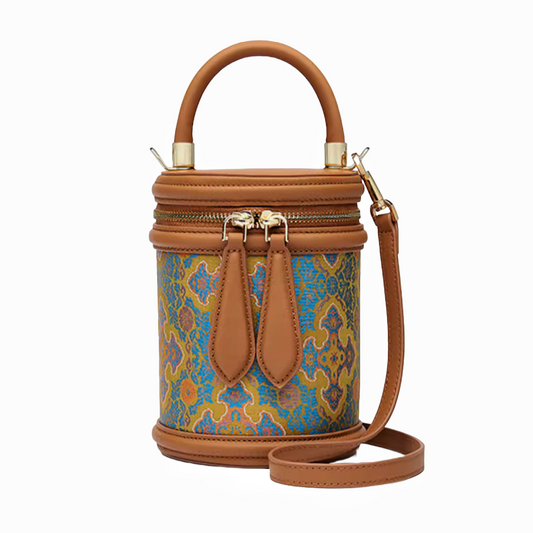 Songjin Sihe Ruyi New Chinese Style Brown Handheld Crossbody Bucket Bag