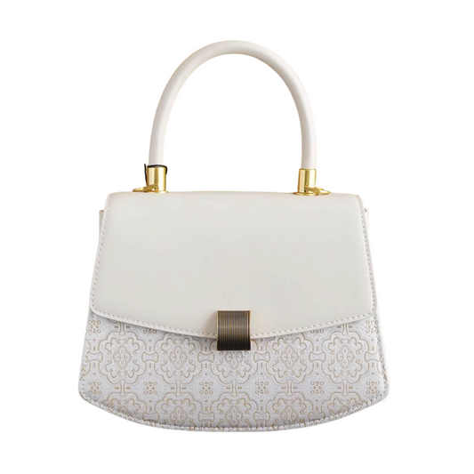 Intangible Cultural Heritage Song Brocade White Dingsheng Pattern Handbag