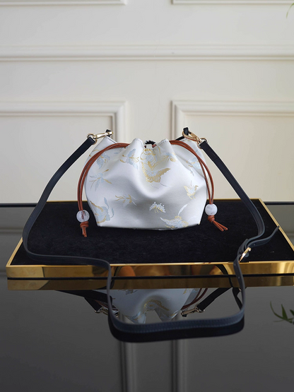 Songjin white retro hand-held crossbody mobile phone bucket bag