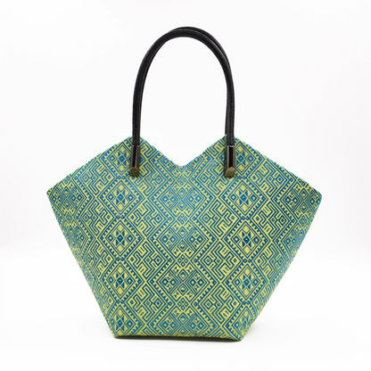 Zhuang Brocade Pattern Green Double Swallow Butterfly Handbag