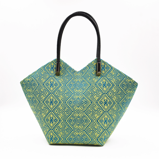 Zhuang Brocade Pattern Green Double Swallow Butterfly Handbag
