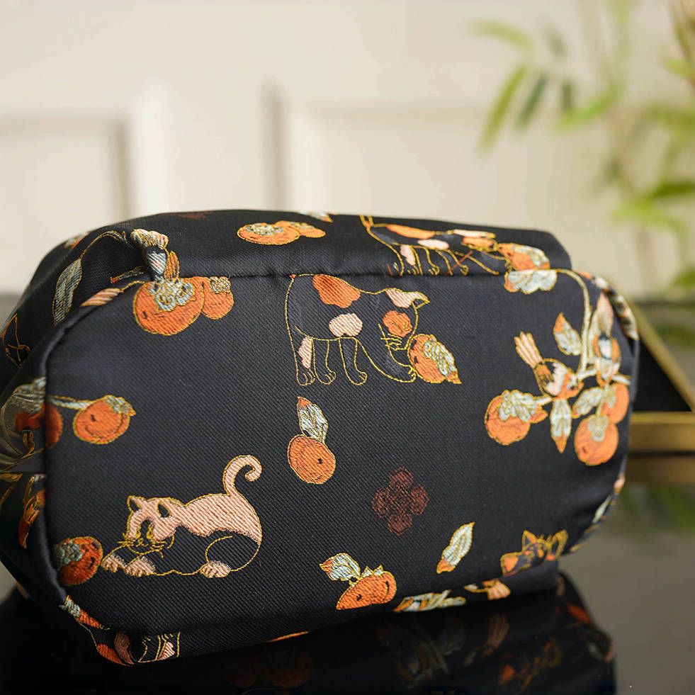 Songjin silk persimmon cat bamboo handbag